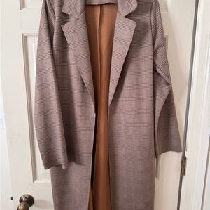 Buckle Black Plaid Longline Open Front Coat – Size Medium